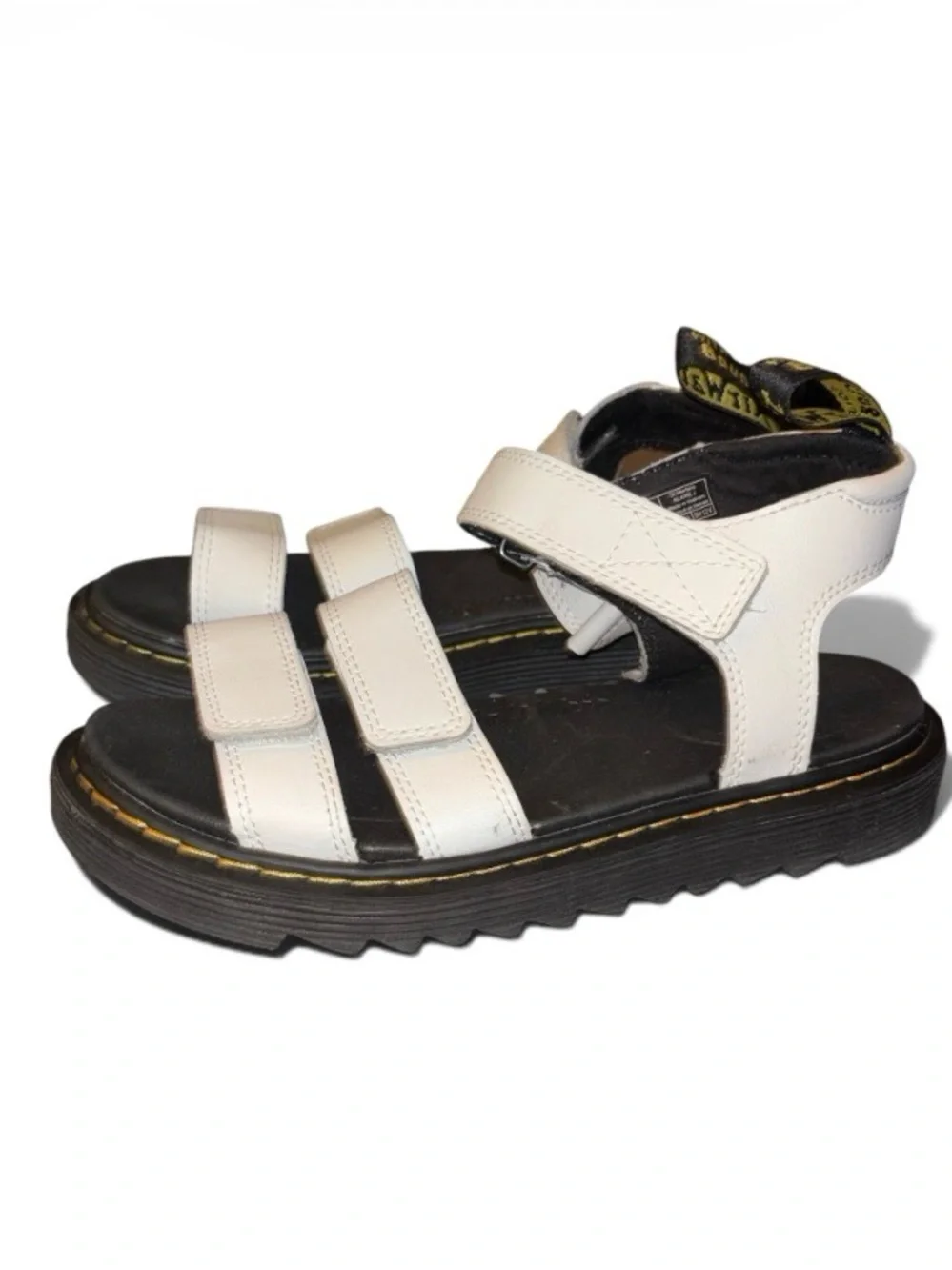 NWOB Dr. Martens YOUTH KLAIRE LEATHER STRAP SANDALS Kids' White Size 3